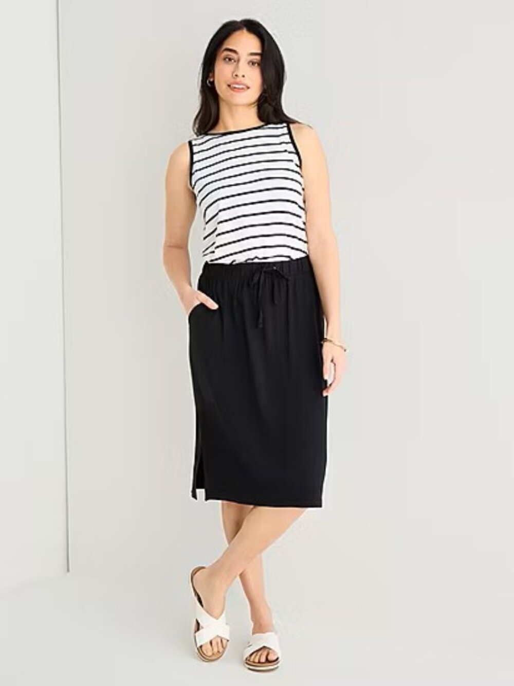 Black Midi Jersey Skirt Medium